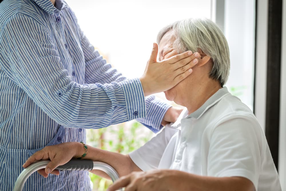 An elderly Asian woman was physically abused and attacked in her house. To stop physical abuse against senior citizens, caregivers and family members must take action to prevent violence and aggression.