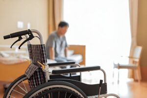 Wheelchair in a nursing home room